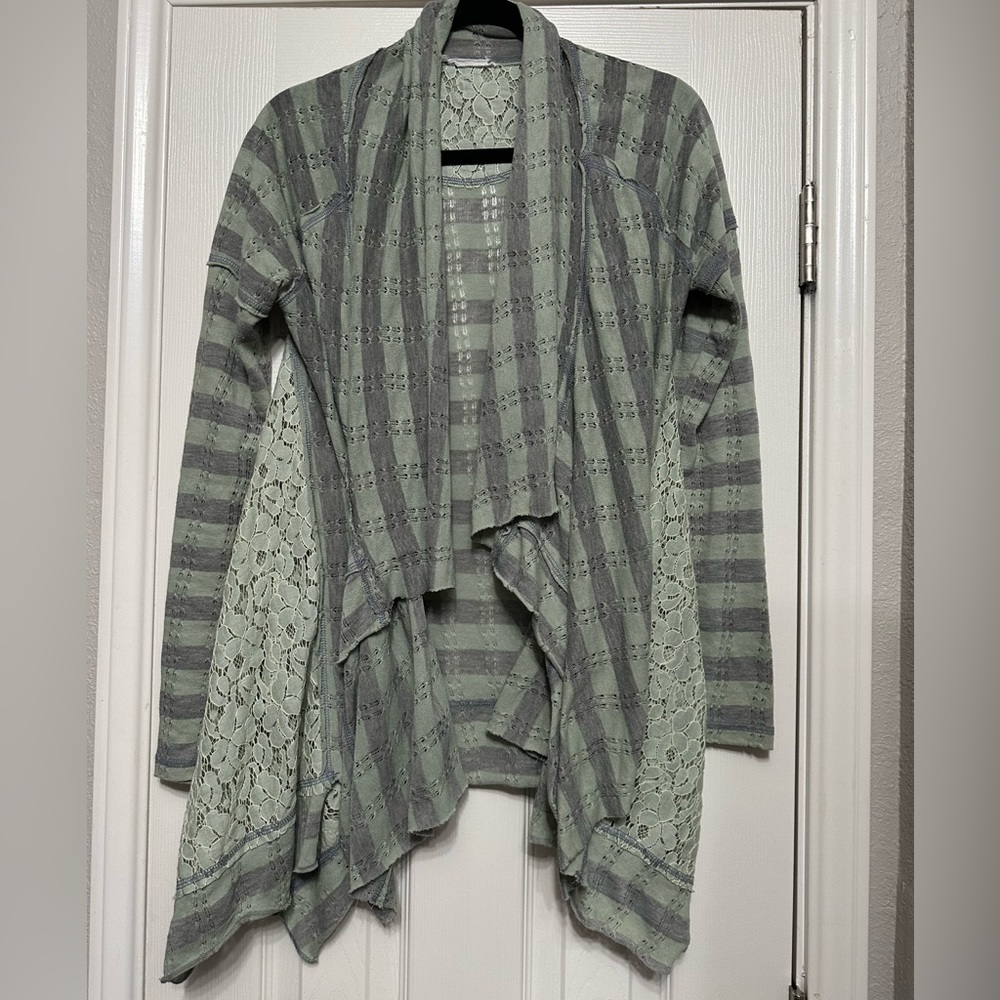 Anthropology Boho Chic Striped Open Front Draping Layering Sweater